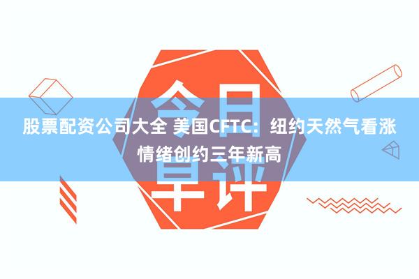 股票配资公司大全 美国CFTC：纽约天然气看涨情绪创约三年新高