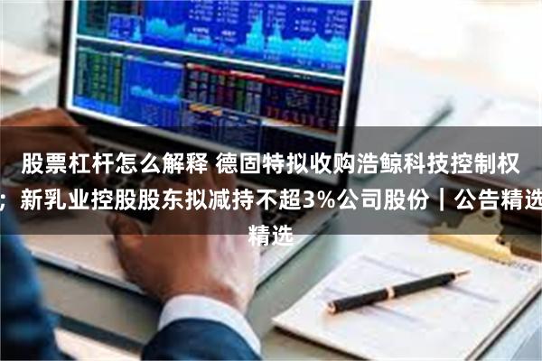 股票杠杆怎么解释 德固特拟收购浩鲸科技控制权；新乳业控股股东拟减持不超3%公司股份｜公告精选