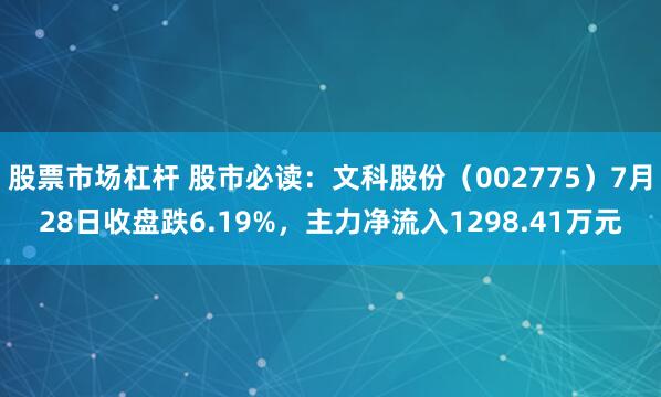 股票市场杠杆 股市必读：文科股份（002775）7月28日收盘跌6.19%，主力净流入1298.41万元